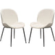 21 Inch Dining Chairs Set of 2 Black Metal Legs Ivory Boucle Upholstery By Casagear Home BM303188