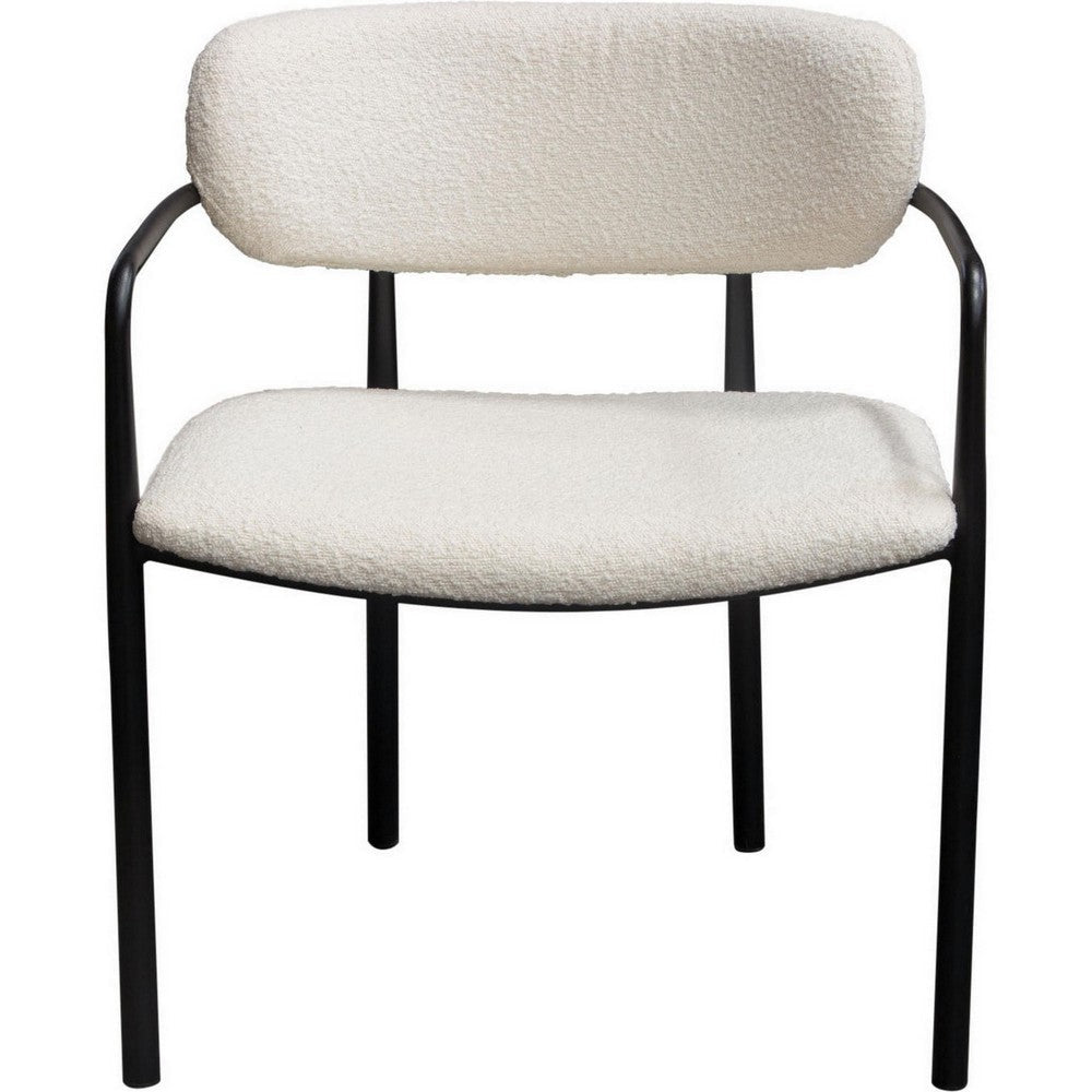 Oke 26 Inch Padded Dining Chair Set of 2 Black Ivory Boucle Upholstery By Casagear Home BM303190