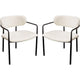Oke 26 Inch Padded Dining Chair Set of 2 Black Ivory Boucle Upholstery By Casagear Home BM303190