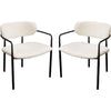 Oke 26 Inch Padded Dining Chair Set of 2 Black Ivory Boucle Upholstery By Casagear Home BM303190