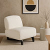Ikka 30 Inch Padded Armless Chair, Crisp White Faux Sheepskin Upholstery By Casagear Home