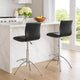 Deko 26-31 Inch Adjustable Height Barstool Chair, Chrome Black Faux Leather By Casagear Home