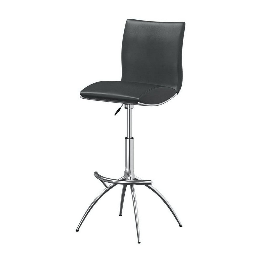 Deko 26-31 Inch Adjustable Height Barstool Chair, Chrome, Gray Faux Leather By Casagear Home