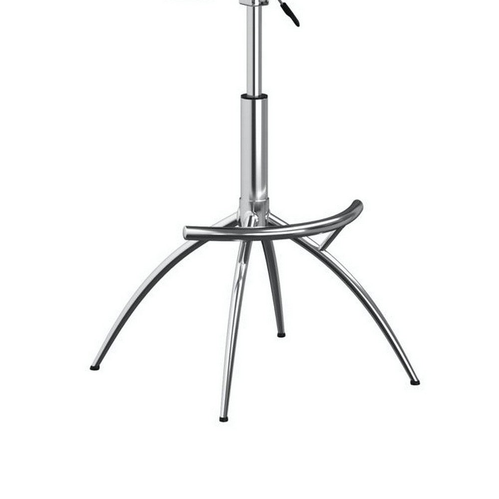 Deko 26-31 Inch Adjustable Height Barstool Chair, Chrome, Gray Faux Leather By Casagear Home