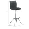 Deko 26-31 Inch Adjustable Height Barstool Chair, Chrome, Gray Faux Leather By Casagear Home