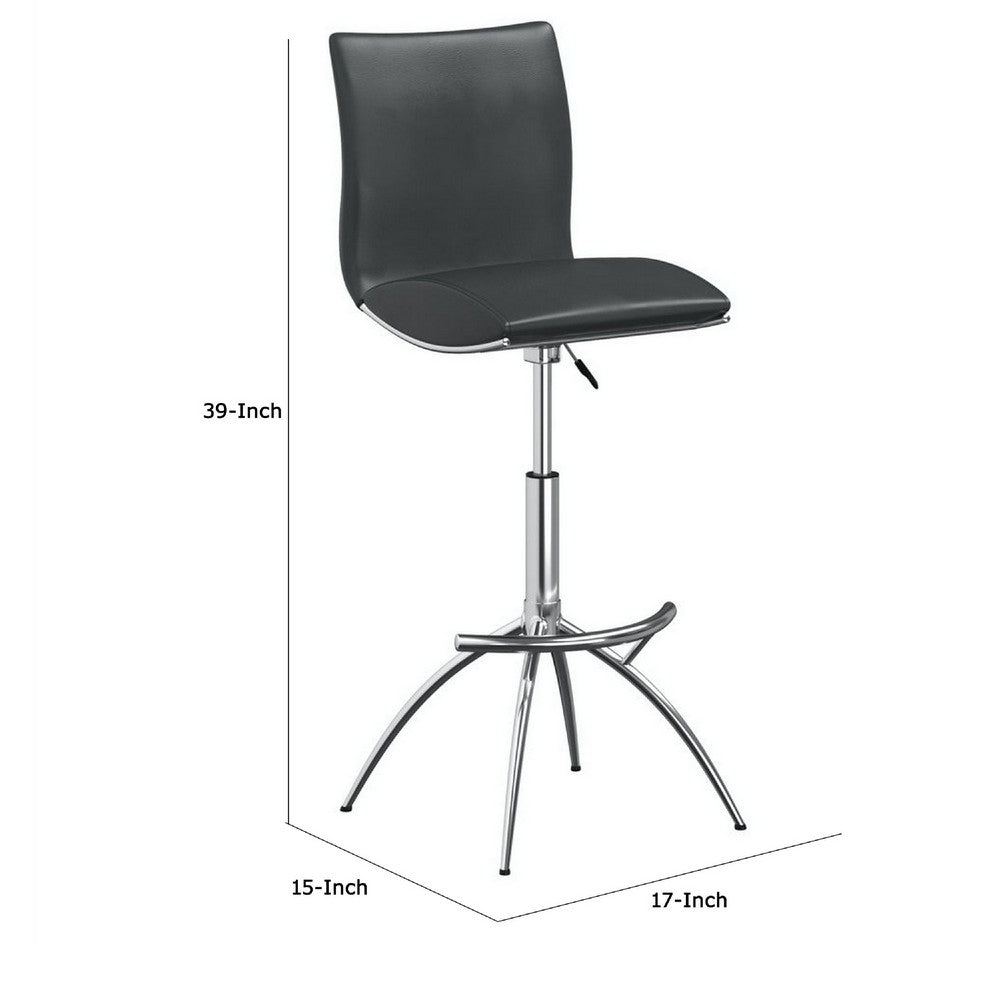 Deko 26-31 Inch Adjustable Height Barstool Chair, Chrome, Gray Faux Leather By Casagear Home