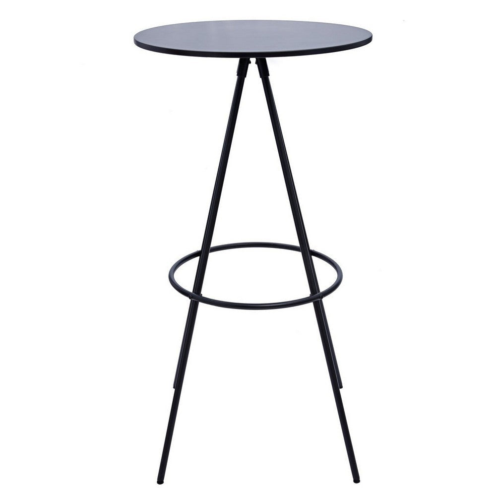 Vigo 44 Inch Modern Round Bar Height Pub Table, Metal Angled Legs, Black By Casagear Home