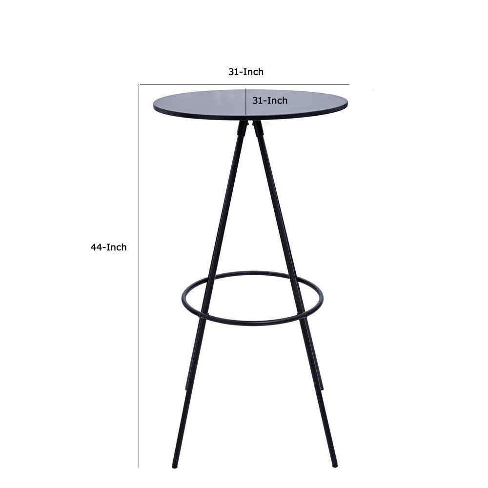 Vigo 44 Inch Modern Round Bar Height Pub Table Metal Angled Legs Black By Casagear Home BM304656