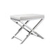 Sumi 18 Inch Stool Padded Seat White Faux Leather Crossed Chrome Legs By Casagear Home BM304677