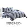 Kia 2 Piece Twin Comforter Set, Yarn Dyed Cotton, Gray Vertical Stripes By Casagear Home