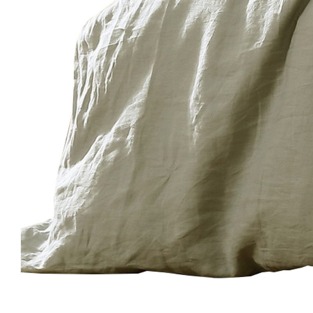 Edge 4 Piece King Size Duvet Comforter Set, Washed Linen, Sage Green By Casagear Home