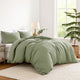 Edge 4 Piece Queen Size Duvet Comforter Set, Washed Linen, Sage Green By Casagear Home