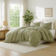 Edge 4 Piece Queen Size Duvet Comforter Set, Washed Linen, Sage Green By Casagear Home