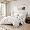 Edge 4 Piece King Size Duvet Comforter Set, Washed Linen, Clean White By Casagear Home