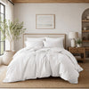 Edge 4 Piece King Size Duvet Comforter Set, Washed Linen, Clean White By Casagear Home