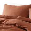 Edge 4 Piece King Size Duvet Comforter Set, Washed Linen, Rust Orange By Casagear Home