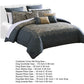 Zoe 10 Piece King Size Comforter Set, 3 Pillows, Bed Skirt, Blue, Gold By Casagear Home
