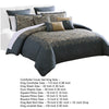 Zoe 10 Piece King Size Comforter Set, 3 Pillows, Bed Skirt, Blue, Gold By Casagear Home