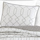 Jim 2 Piece Twin Size Reversible Coverlet Set Geometric White and Gray By Casagear Home BM304759