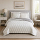 Jim 2 Piece Twin Size Reversible Coverlet Set, Geometric White and Gray By Casagear Home