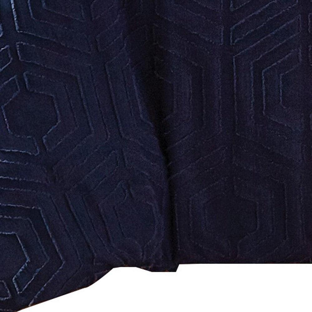Jose 3 Piece Queen Size Comforter Set, Matching Shams, Jacquard Navy Blue By Casagear Home