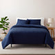 Jose 3 Piece Queen Size Comforter Set, Matching Shams, Jacquard Navy Blue By Casagear Home