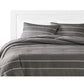 Arlo 3 Piece Queen Size Comforter Set, Striped Woven Jacquard, Soft Gray By Casagear Home