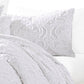 Kile Modern 6 Piece King Size Duvet Comforter Set, White Medallion Pattern By Casagear Home
