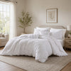 Kile Modern 6 Piece Queen Size Duvet Comforter Set, White Medallion Pattern By Casagear Home
