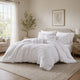 Kile Modern 6 Piece Queen Size Duvet Comforter Set, White Medallion Pattern By Casagear Home