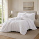 Kile Modern 6 Piece Queen Size Duvet Comforter Set, White Medallion Pattern By Casagear Home