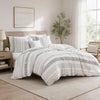 Wim 6 Piece Queen Size Duvet Comforter Set, Accent Pillows, Striped Gray By Casagear Home