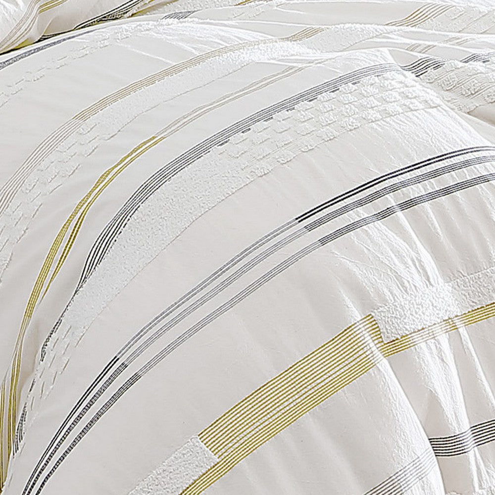Mary 6 Piece Queen Duvet Comforter Set, 2 Pillows, Textured Ivory Boucle By Casagear Home