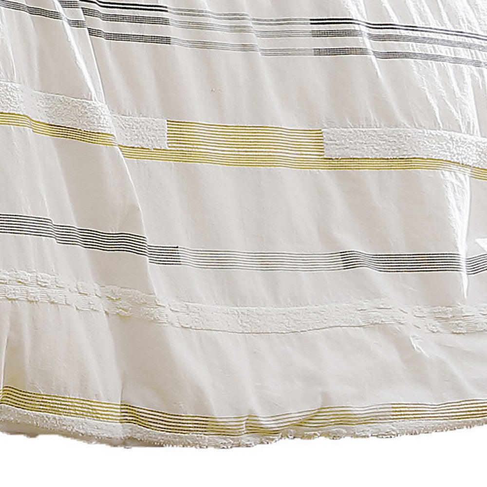 Mary 6 Piece Queen Duvet Comforter Set, 2 Pillows, Textured Ivory Boucle By Casagear Home
