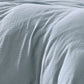 Uvi 3 Piece Queen Comforter Set, Cotton, Natural Crinkled Texture, Blue By Casagear Home