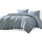 Uvi 3 Piece Queen Comforter Set, Cotton, Natural Crinkled Texture, Blue By Casagear Home