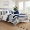 Alfa 5 Piece King Comforter Set, Jacquard Woven Stripes, Blue, White By Casagear Home