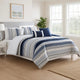 Alfa 5 Piece King Comforter Set, Jacquard Woven Stripes, Blue, White By Casagear Home