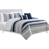 Alfa 5 Piece King Comforter Set, Jacquard Woven Stripes, Blue, White By Casagear Home