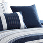Alfa 5 Piece Queen Comforter Set, Jacquard Woven Stripes, Blue, White By Casagear Home