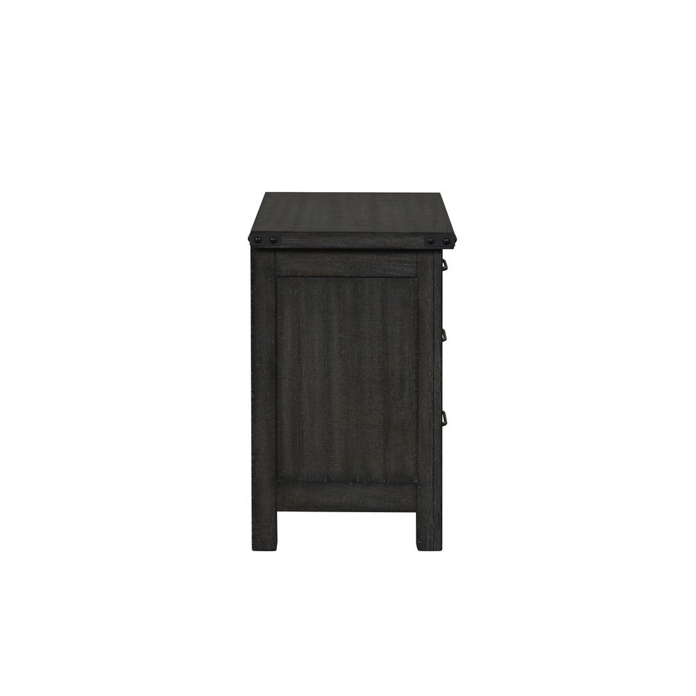 30 Inch 3 Drawer Nightstand Weathered Smooth Gray Wood Bracket Accents By Casagear Home BM304789