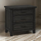 30 Inch 3 Drawer Nightstand, Weathered Smooth Gray Wood, Bracket Accents By Casagear Home