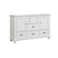 Jims 61 Inch Wood Dresser, 2 Cabinets, 5 Drawers, Cup Handles, Crisp White By Casagear Home