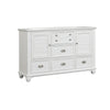 Jims 61 Inch Wood Dresser, 2 Cabinets, 5 Drawers, Cup Handles, Crisp White By Casagear Home