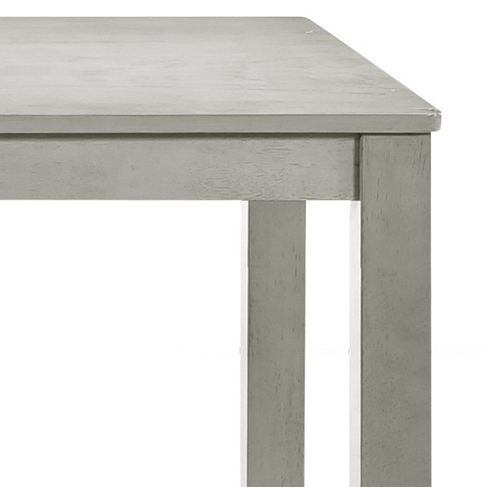 Pane 59 Inch Rectangular Wood Dining Table, Smooth Gray, Tall Block Legs By Casagear Home