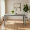 Pane 59 Inch Rectangular Wood Dining Table, Smooth Gray, Tall Block Legs By Casagear Home