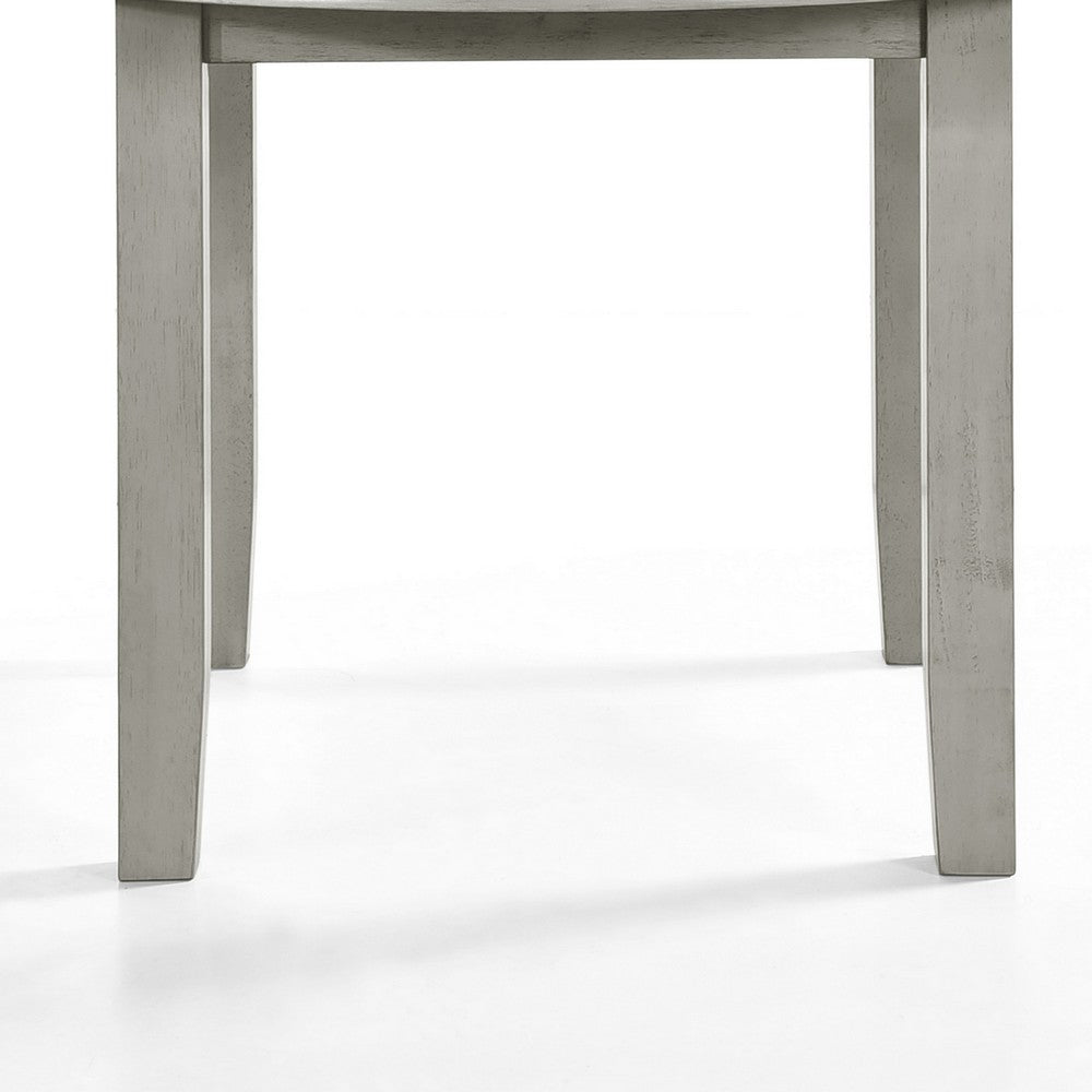 Pane 47 Inch Rounded Wood Dining Table, Smooth Gray Finish, Tall Block Legs By Casagear Home