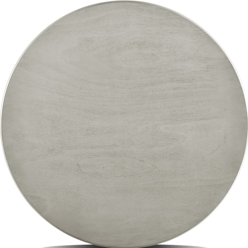 Pane 47 Inch Rounded Wood Dining Table, Smooth Gray Finish, Tall Block Legs By Casagear Home