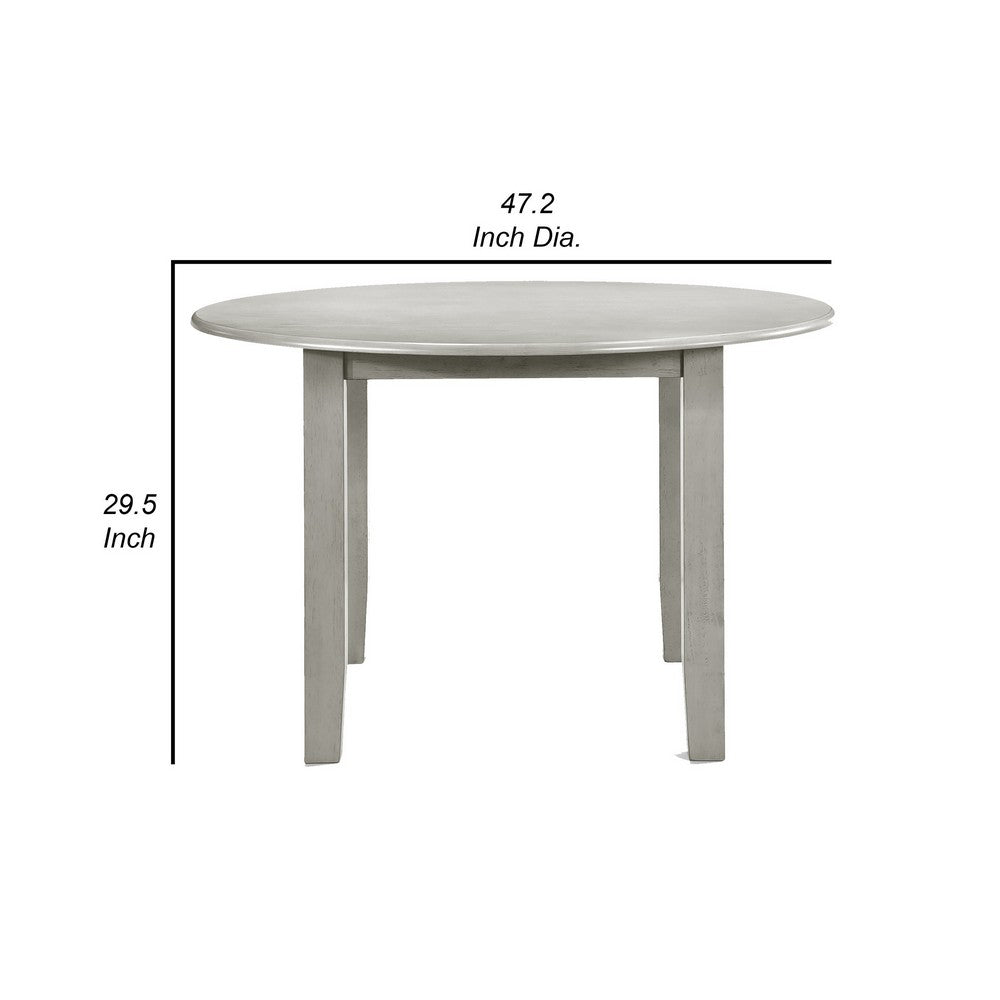 Pane 47 Inch Rounded Wood Dining Table, Smooth Gray Finish, Tall Block Legs By Casagear Home