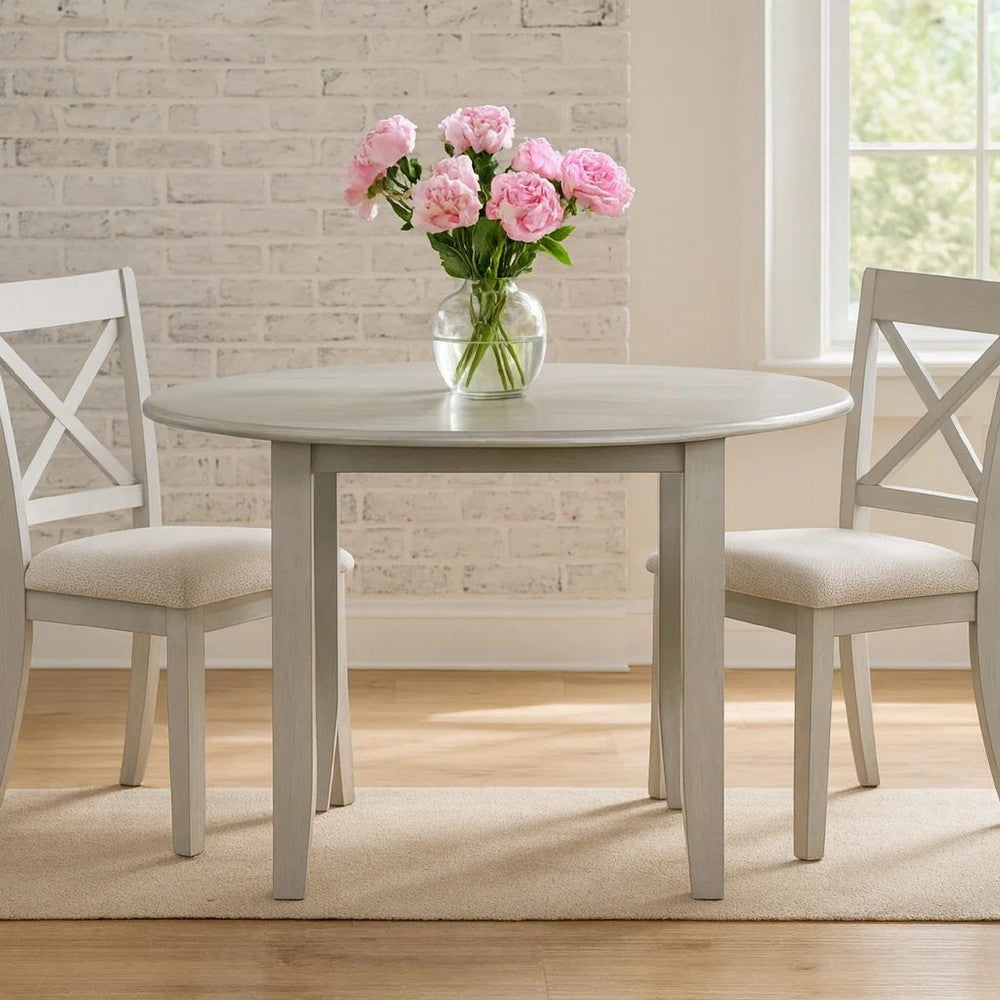 Pane 47 Inch Rounded Wood Dining Table, Smooth Gray Finish, Tall Block Legs By Casagear Home